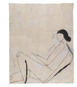 Reclining Nude (After Shelby Creagh), 1982, Acrylic, graphite and muslin collage on paper