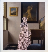 Women Words (Vermeer #4), 2018, Acrylic on book page
