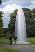 Gisela Col&oacute;n, Quantum Shift (Parabolic Monolith Sirius Titanium), 2021, presented by GAVLAK. Frieze Sculpture 2021., Photo by Linda Nylind. Courtesy of Linda Nylind/Frieze.