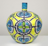 Elisabeth Kley, Large Round Turquoise & Yellow Bottle, 2013