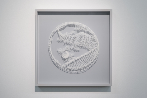 Ring - The Wall Climber, 2015, Cut paper, Chinese xuan (rice) paper on silk