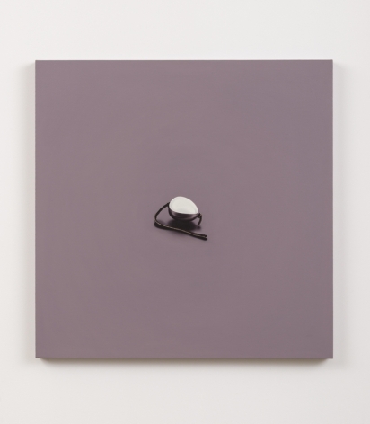 What Do You Say? (Chrome Egg Butt Plug with Leather Thong), 1989, Oil on canvas stretched on board
